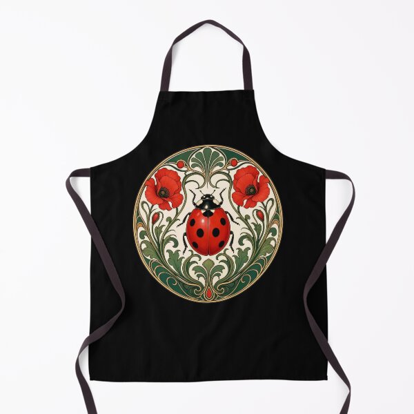 Item preview, Art Nouveau Ladybug Poppy Floral Medallion designed and sold by AntiqueImages.