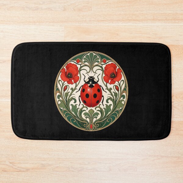 Item preview, Art Nouveau Ladybug Poppy Floral Medallion designed and sold by AntiqueImages.