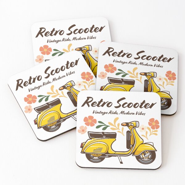 Item preview, Candy Color Retro Scooter - Vintage Motor Scooter Illustration_YELLOW_WH designed and sold by AckeeWolf.