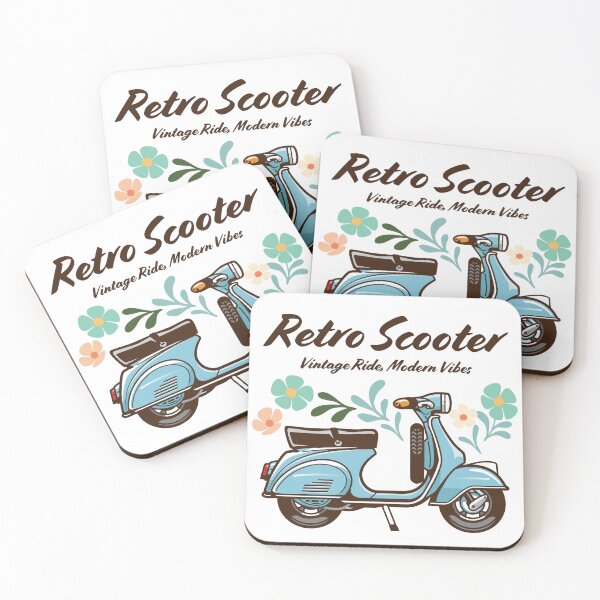 Item preview, Candy Color Retro Scooter - Vintage Motor Scooter Illustration_BLUE_WH designed and sold by AckeeWolf.
