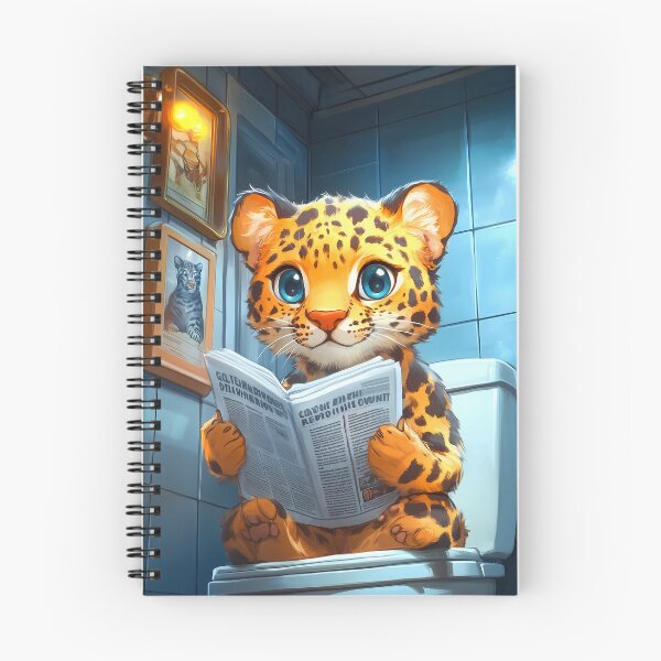 Item preview, Leopard Newspaper Bathroom Kawaii Wild Cat Reading Humor designed and sold by mildaclairmo.