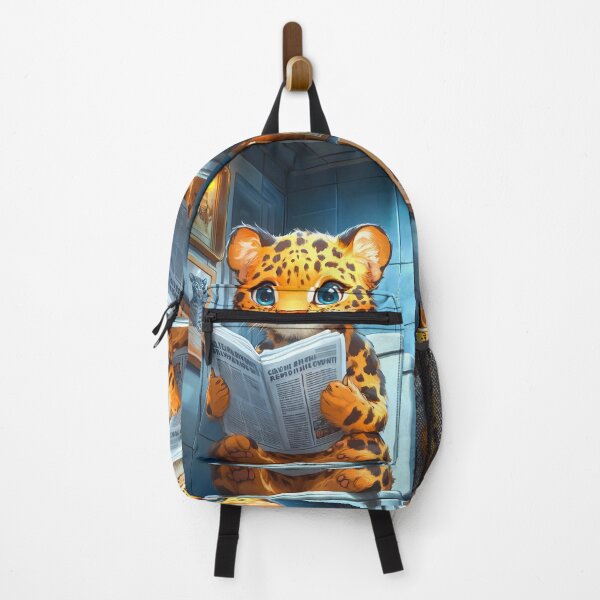 Item preview, Leopard Newspaper Bathroom Kawaii Wild Cat Reading Humor designed and sold by mildaclairmo.