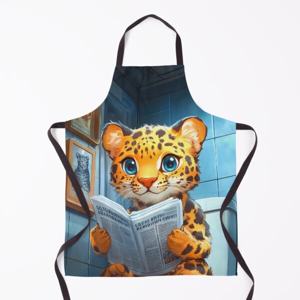Item preview, Leopard Newspaper Bathroom Kawaii Wild Cat Reading Humor designed and sold by mildaclairmo.