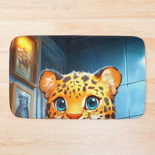 Item preview, Leopard Newspaper Bathroom Kawaii Wild Cat Reading Humor designed and sold by mildaclairmo.