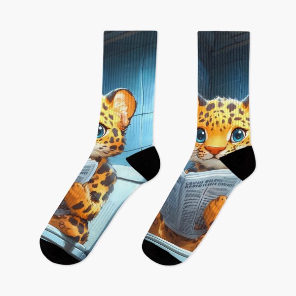 Item preview, Leopard Newspaper Bathroom Kawaii Wild Cat Reading Humor designed and sold by mildaclairmo.