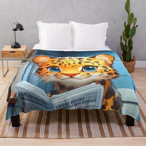 Item preview, Leopard Newspaper Bathroom Kawaii Wild Cat Reading Humor designed and sold by mildaclairmo.
