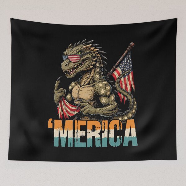 Item preview, 'Merica Kaiju Monster Patriotic Flag Design v1 designed and sold by DarylWelsh2024.