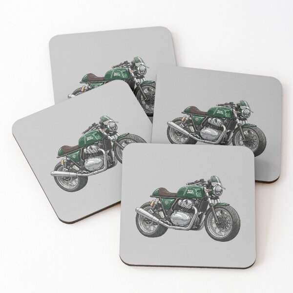 Item preview, British Racing Green Royal Enfield Continental GT 650 Cafe Racer Vector Illustration designed and sold by Motorline44.