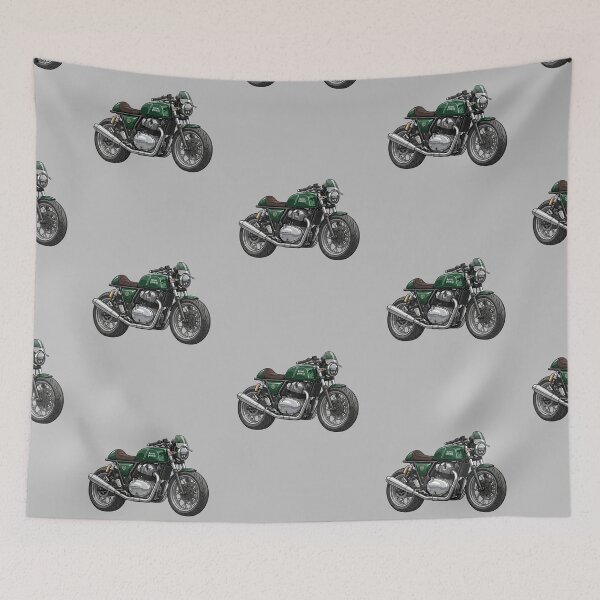 Item preview, British Racing Green Royal Enfield Continental GT 650 Cafe Racer Vector Illustration designed and sold by Motorline44.