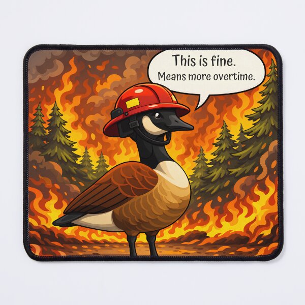 Item preview, Canada Goose Firefighter – “This Is Fine. Means More Overtime.” designed and sold by SachaMuru.