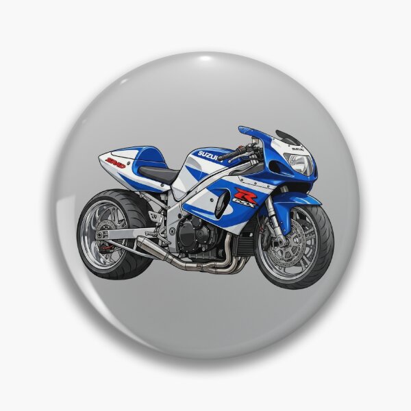 Item preview, Blue White Suzuki GSX-R750 SRAD 90s Superbike Motorcycle Illustration designed and sold by Motorline44.