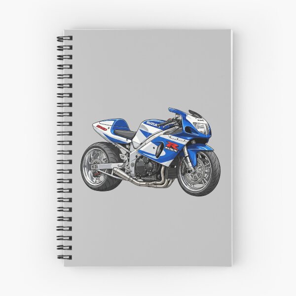 Item preview, Blue White Suzuki GSX-R750 SRAD 90s Superbike Motorcycle Illustration designed and sold by Motorline44.