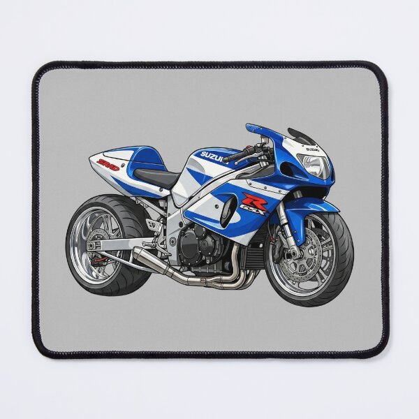 Item preview, Blue White Suzuki GSX-R750 SRAD 90s Superbike Motorcycle Illustration designed and sold by Motorline44.