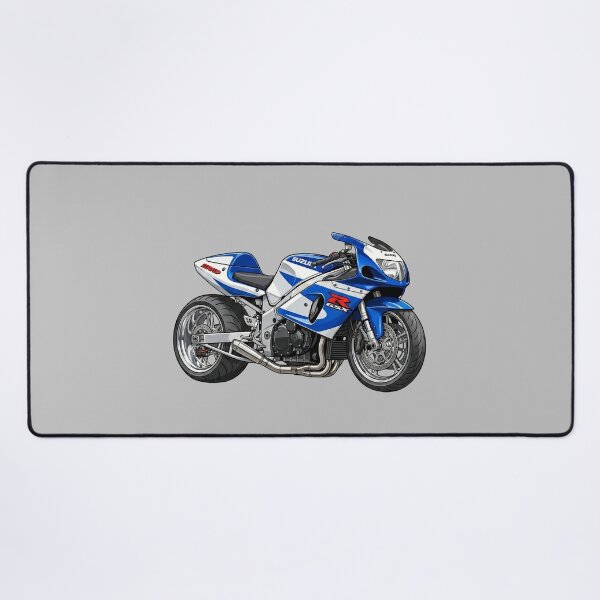 Item preview, Blue White Suzuki GSX-R750 SRAD 90s Superbike Motorcycle Illustration designed and sold by Motorline44.