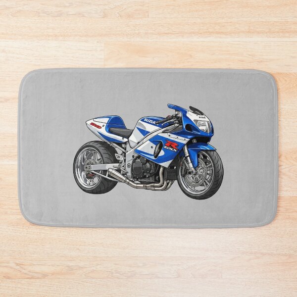Item preview, Blue White Suzuki GSX-R750 SRAD 90s Superbike Motorcycle Illustration designed and sold by Motorline44.
