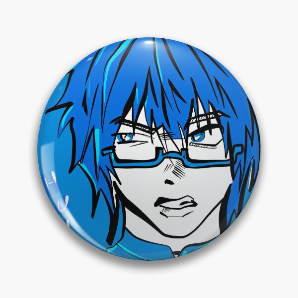 Item preview, Confused Anime Boy “Huh?” Meme Sticker | Blue Hair Glasses Character Art designed and sold by Pink&Blue  @pink.and.blue_studio.