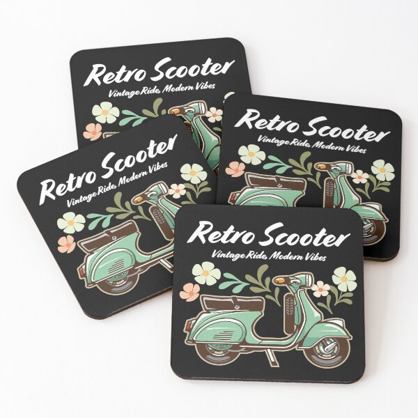 Item preview, Candy Color Retro Scooter - Vintage Motor Scooter Illustration_GREEN_BK designed and sold by AckeeWolf.