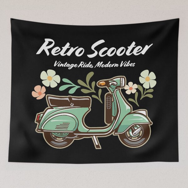Item preview, Candy Color Retro Scooter - Vintage Motor Scooter Illustration_GREEN_BK designed and sold by AckeeWolf.