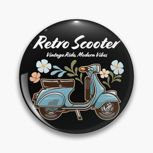 Item preview, Candy Color Retro Scooter - Vintage Motor Scooter Illustration_BLUE_BK designed and sold by AckeeWolf.