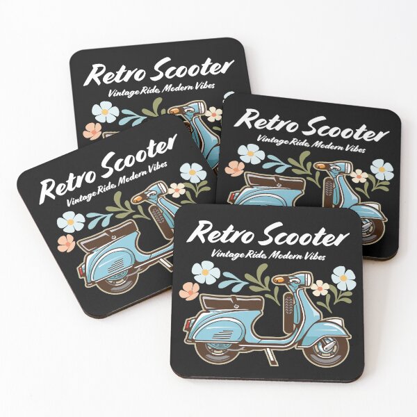 Item preview, Candy Color Retro Scooter - Vintage Motor Scooter Illustration_BLUE_BK designed and sold by AckeeWolf.