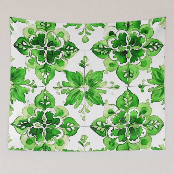 Item preview, Portuguese Azulejo Watercolor-Style Vintage Tile Design Art designed and sold by DEC02.