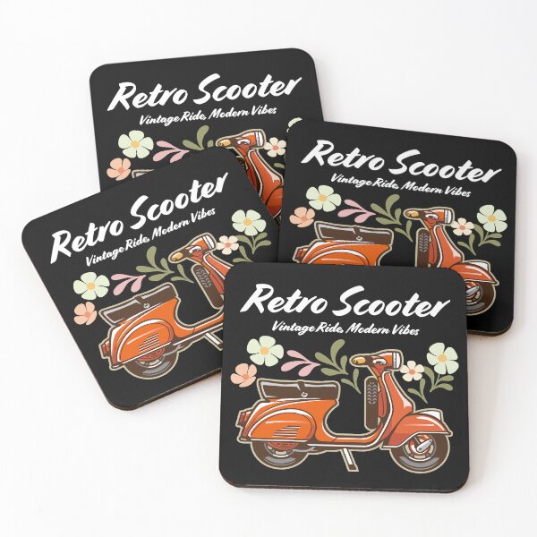 Item preview, Candy Color Retro Scooter - Vintage Motor Scooter Illustration_RED_BK designed and sold by AckeeWolf.