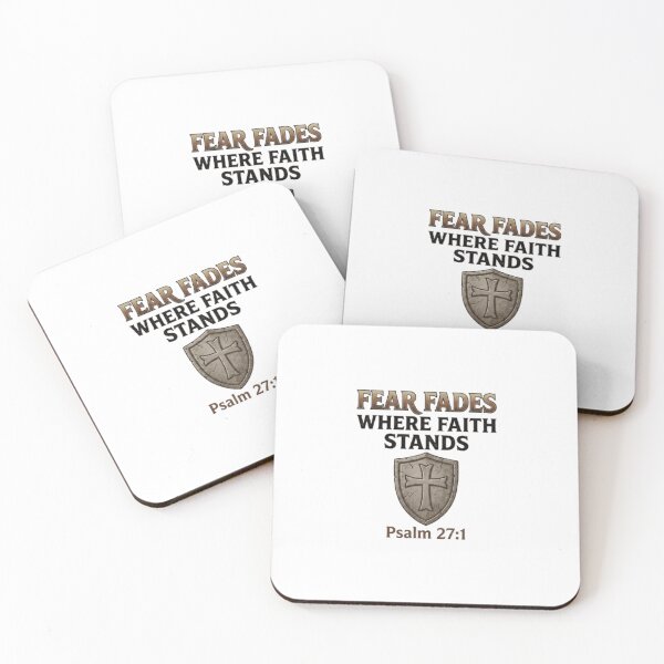 Item preview, Fear Fades Where Faith Stands - Psalm 27:1 Christian Faith Shield designed and sold by graceformen.