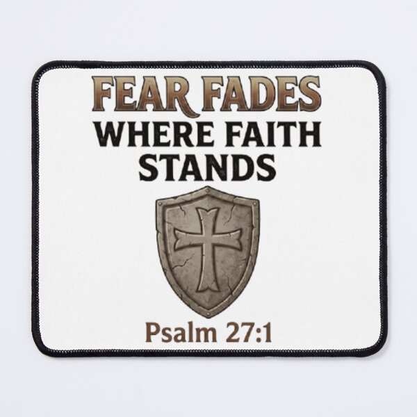 Item preview, Fear Fades Where Faith Stands - Psalm 27:1 Christian Faith Shield designed and sold by graceformen.