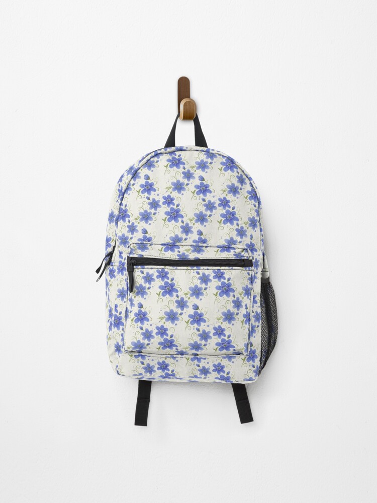 Thumbnail 1 of 3, Backpack, hepatica flowers designed and sold by Inkwave10.