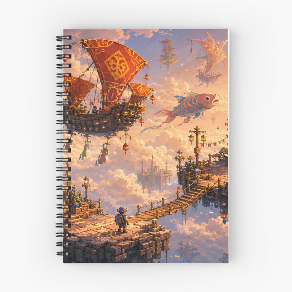 Item preview, Sunset Sky Harbor of Flying Fish Ships designed and sold by pixelpopplanet.