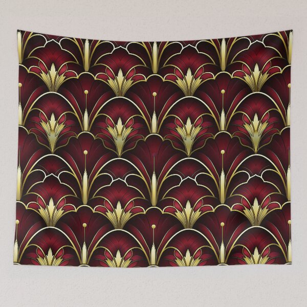 Item preview, Ruby-Red Hues And Golden Art Deco Pattern designed and sold by DEC02.
