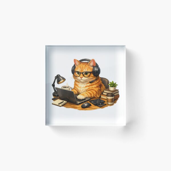 Item preview, Orange Cat Working from Home – Premium Home Office Illustration designed and sold by builtforyou.