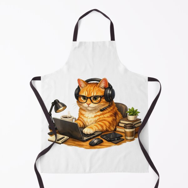 Item preview, Orange Cat Working from Home – Premium Home Office Illustration designed and sold by builtforyou.