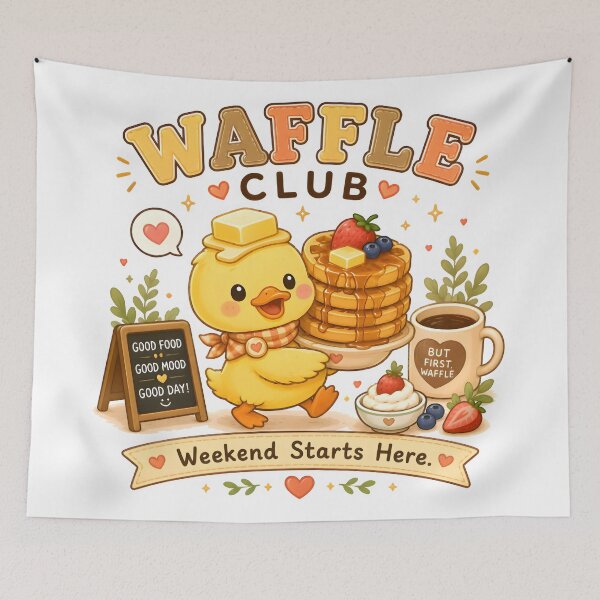 Item preview, Waffle Club Cute Duck Kawaii T-Shirt | Cozy Breakfast Lover Gift | Weekend Starts Here designed and sold by Snackwear Apparel.