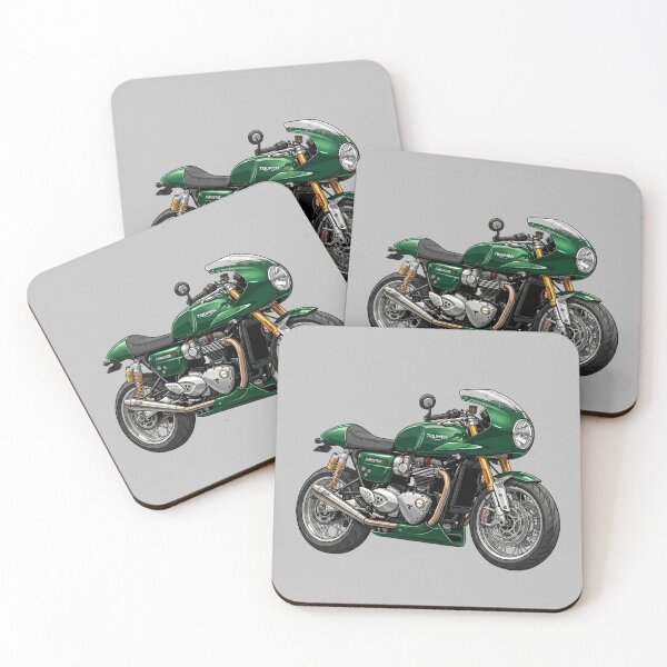 Item preview, Competition Green Triumph Thruxton RS Cafe Racer Fairing Motorcycle Vector Illustration designed and sold by Motorline44.