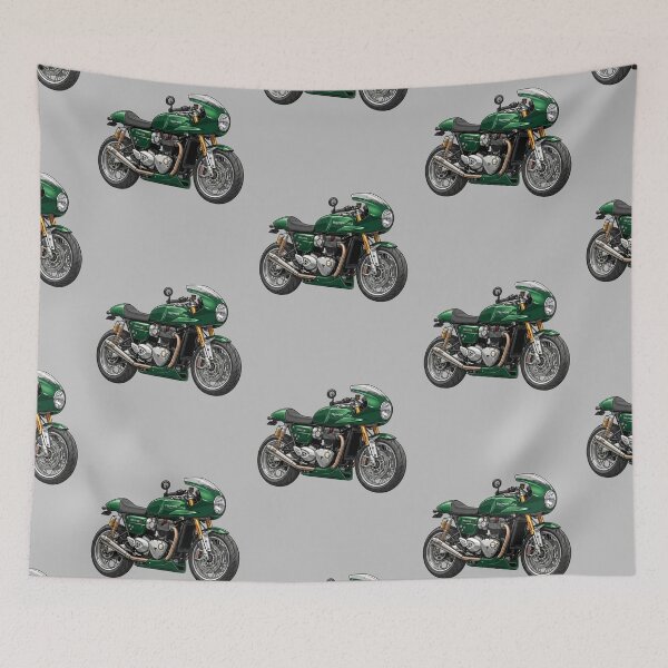 Item preview, Competition Green Triumph Thruxton RS Cafe Racer Fairing Motorcycle Vector Illustration designed and sold by Motorline44.