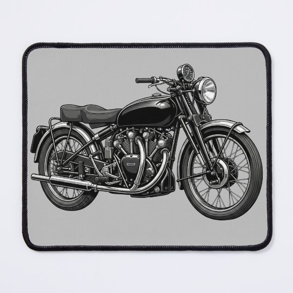 Item preview, Classic Black Vincent Black Shadow British Vintage Motorcycle Vector Illustration designed and sold by Motorline44.