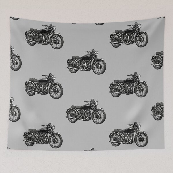 Item preview, Classic Black Vincent Black Shadow British Vintage Motorcycle Vector Illustration designed and sold by Motorline44.