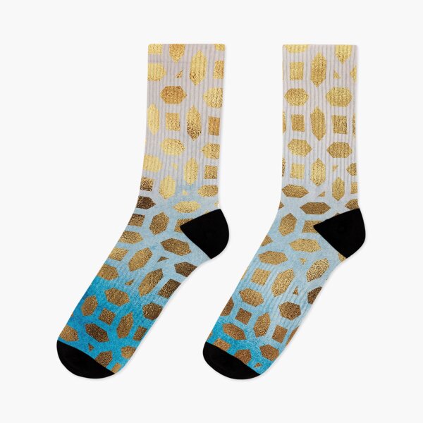 Item preview, Exotic Golden Hues Moroccan Geometric Pattern on Blue Background designed and sold by DEC02.
