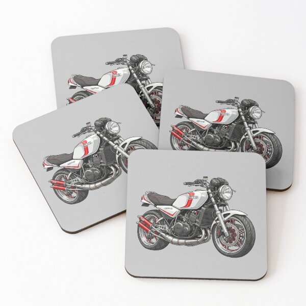 Item preview, White Red Yamaha RD350 LC Classic 2 Stroke Motorcycle Vector Illustration designed and sold by Motorline44.