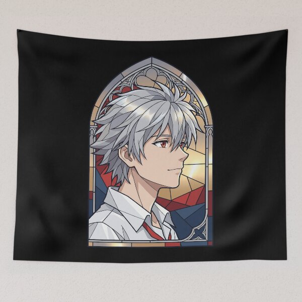 Item preview, Kaworu Nagisa Neon Genesis Evangelion Sunset Stained Glass Profile designed and sold by mildaclairmo.