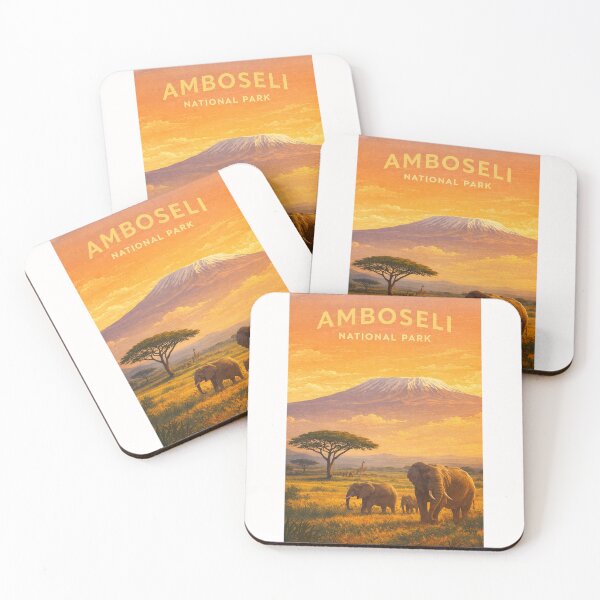 Item preview, Amboseli National Park Kenya with Mount Kilimanjaro and African Elephants designed and sold by Places On Earth.