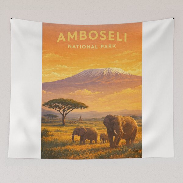 Item preview, Amboseli National Park Kenya with Mount Kilimanjaro and African Elephants designed and sold by Places On Earth.