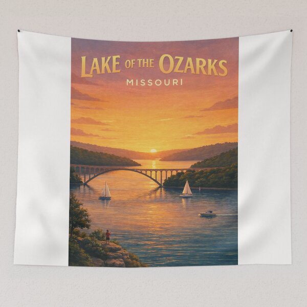 Item preview, Lake of the Ozarks Missouri Sunset over Bagnell Dam and Osage River designed and sold by Places On Earth.