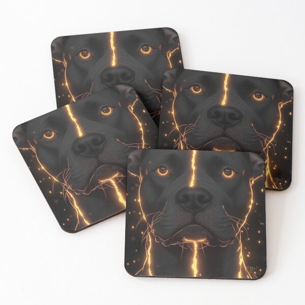 Item preview, Pit Bull Dog Molten Gold Ember Sparks Glow Guardian designed and sold by mildaclairmo.