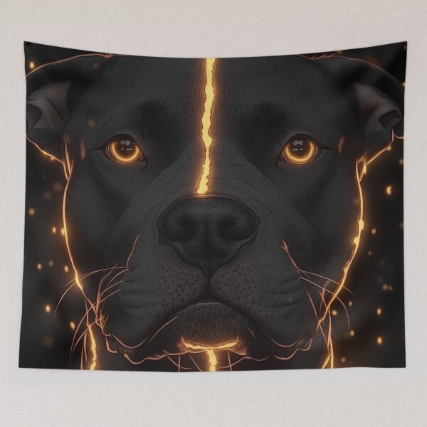 Item preview, Pit Bull Dog Molten Gold Ember Sparks Glow Guardian designed and sold by mildaclairmo.