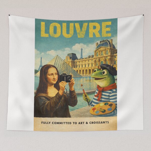 Item preview, Louvre Museum Paris with Mona Lisa Eiffel Tower and Glass Pyramid designed and sold by Places On Earth.