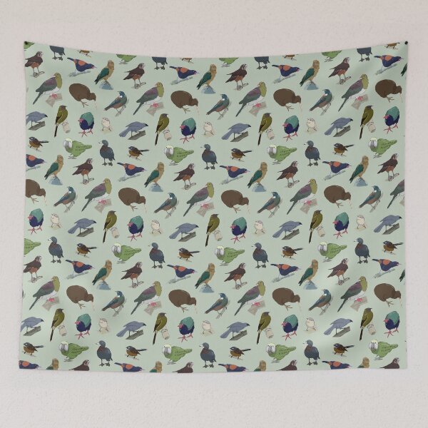Item preview, Birds of New Zealand - Sage Green designed and sold by KitschClub.