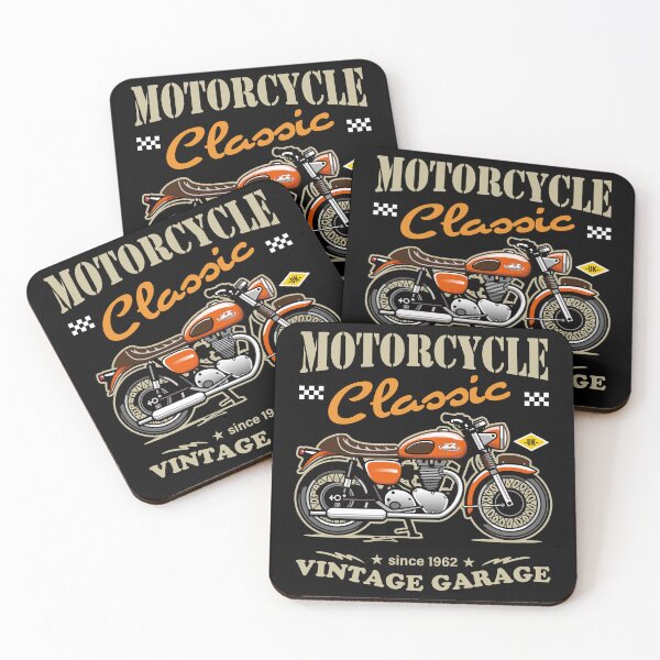 Item preview, Candy Color Vintage Motorcycle - Retro Classic Bike Illustration_RED_BK designed and sold by AckeeWolf.