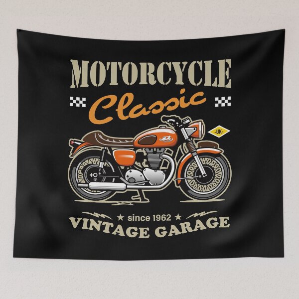 Item preview, Candy Color Vintage Motorcycle - Retro Classic Bike Illustration_RED_BK designed and sold by AckeeWolf.
